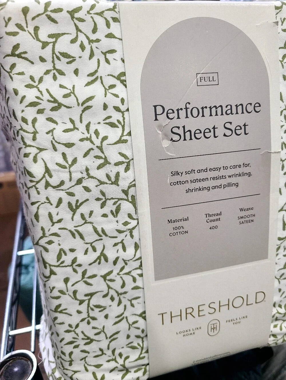 Threshold Performance 400 Thread Count Sheet Set Green Vine